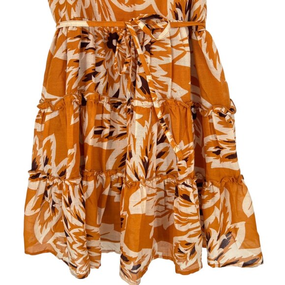 Band Of The Free Floral Tiered Ruffle Mini Dress Yellow Cream Size Small NWOT - Picture 7 of 12